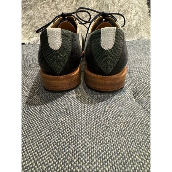 The Office of Angela Scott Mr Smith green black white striped oxford size 37.5 / - Picture 3 of 9